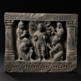 Chinese Buddha bluestone tablet, 2nd century AD