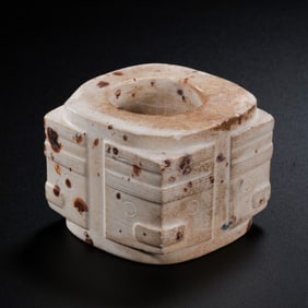 Chinese Neolithic Chicken Bone White Jade Cong