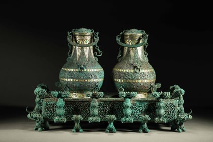 Chinese Warring States Period Gold, Silver and Turquoise Lapel Pot