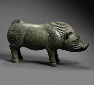 China Warring States Period Bronze Pig