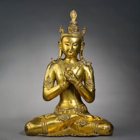 Chinese Ming Dynasty Gilded Bronze Seated Buddha