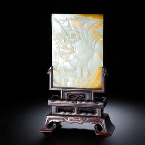 Chinese Qing Dynasty Hetian Jade Screen