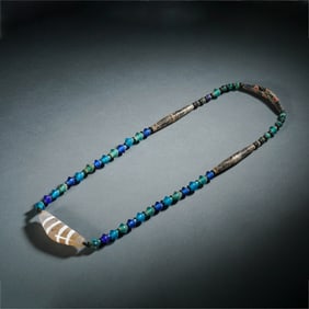 Chinese Han Dynasty Dragonfly Eye Glass Dzi Bead Necklace