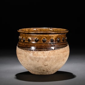 Chinese Northern Song Dynasty Cizhou kiln brown glaze drum nail jar