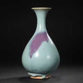 Chinese Jin Dynasty Jun kiln sky blue glaze hanging red jade pot spring vase