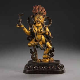 A Chinese gilt bronze statue of six Buddhas from the Qianlong period of the Qing Dynasty