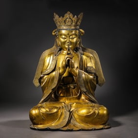 Chinese Ming Dynasty Gilded Bronze Seated Buddha