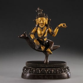 A Chinese gilt bronze statue of six Buddhas from the Qianlong period of the Qing Dynasty