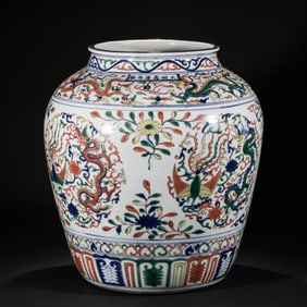 Chinese Ming Dynasty Wanli Period Five-color Dragon and Phoenix Pattern Jar