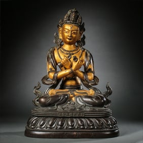 A Chinese gilt bronze statue of six Buddhas from the Qianlong period of the Qing Dynasty