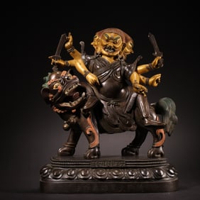 A Chinese gilt bronze statue of six Buddhas from the Qianlong period of the Qing Dynasty