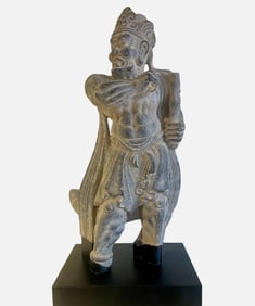 Bluestone Standing Warrior Statue from the Northern Wei Dynasty, China