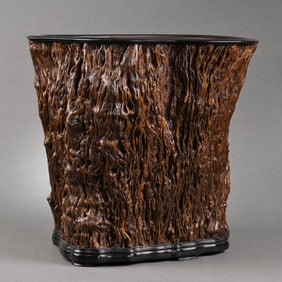 Chinese Qing Dynasty Woodcarving Brush Holder