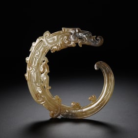 Chinese Han Dynasty Jade Dragon Bi