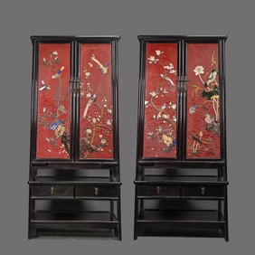 A pair of Chinese Qing dynasty rosewood inlaid treasure chests