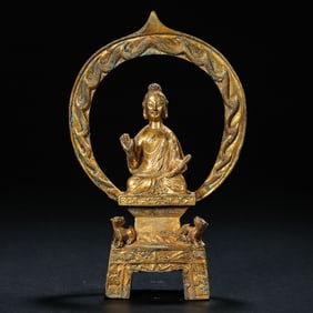 A Chinese Northern Wei Dynasty Gilt-Bronze Seated Buddha