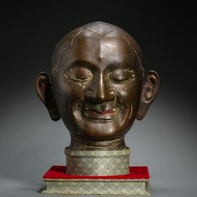 Chinese Ming Dynasty Gilded Bronze Buddha Head