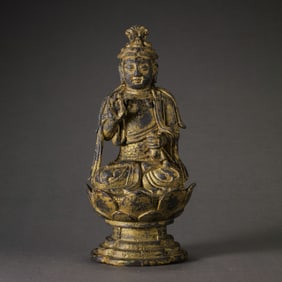 Chinese Liao Dynasty Gilt Bronze Seated Buddha
