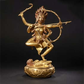 Chinese Qing Dynasty Gilt Bronze Standing Buddha