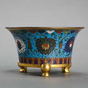 Chinese Qing Dynasty Qianlong period cloisonné tripod stove