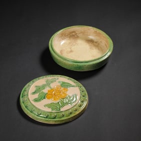 Chinese Tang Dynasty Sancai Flower Pattern Lid Box