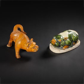 A group of Chinese Tang Dynasty tri-colored small animals