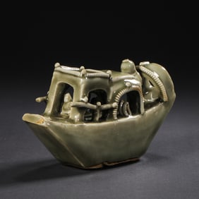 Chinese Northern Song Dynasty Yaozhou kiln green glaze sailboat