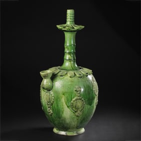 Chinese Tang Dynasty Green Glaze Pasted Plastic Vase
