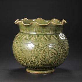 Yaozhou kiln green glaze flower-patterned pomegranate vase, Northern Song Dynasty, China