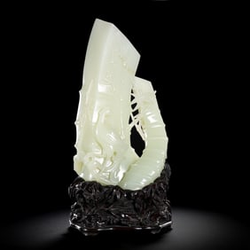 Chinese Qing Dynasty Hetian white jade rising step by step ornaments