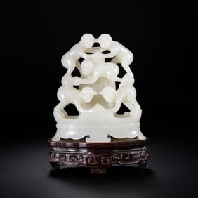 Chinese Qing Dynasty Hetian white jade ornaments of successive generations of nobility