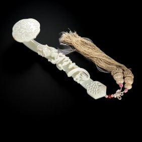 Chinese Qing Dynasty Hetian white jade carving Ruyi ornaments