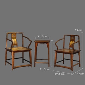 A pair of Chinese Qing dynasty Huanghuali wood chairs