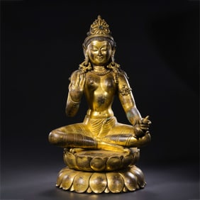Chinese Ming Dynasty Gilded Bronze Seated Buddha