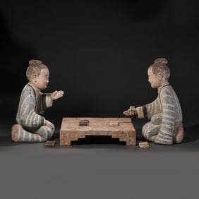 A group of Chinese Han Dynasty painted pottery figurines