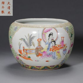 Chinese Qing Dynasty Guangxu period powder enamel figure story bowl