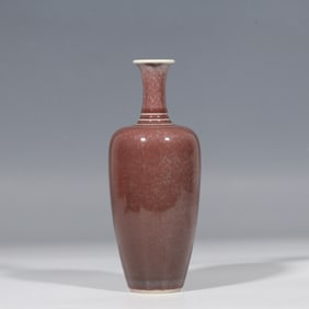 Chinese red-glazed radish vase from the Kangxi period of the Qing Dynasty