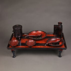 A set of Chinese Han Dynasty wooden painted tableware