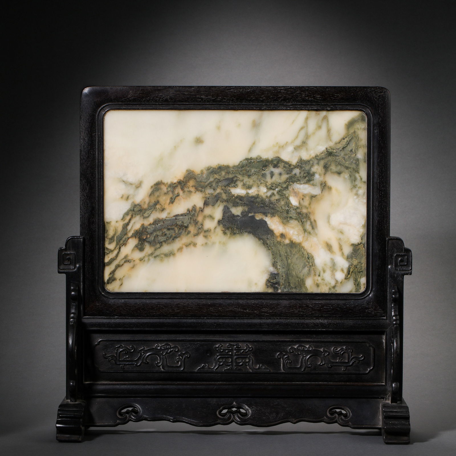 Chinese Qing Dynasty Rosewood Inlaid Marble Screen (1 of 8)