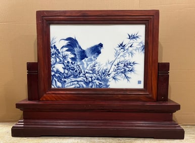 Blue and white porcelain panel painting by Wang Bu, a 20th century Chinese art master