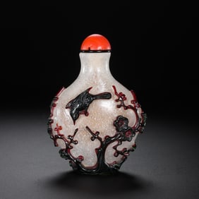 Chinese Qing Dynasty Flower and Bird Pattern Snuff Bottle