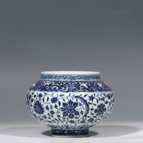 Chinese Ming Dynasty Blue and White Flower Pattern Jar