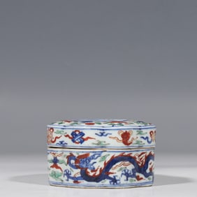 Chinese Ming Dynasty Wanli Period Five-color Dragon-patterned Lid Box