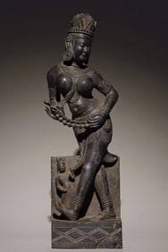 Standing statue of the Yak?a Ambika from Gandhara, 2nd century AD