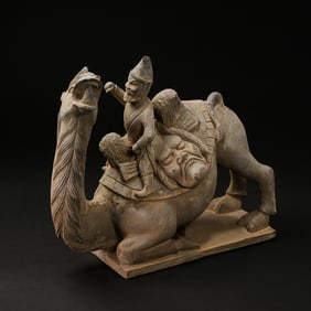 Chinese Tang Dynasty Bluestone Hu Man Riding a Camel