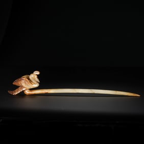 Chinese Liao Dynasty Hetian Jade Bird Hairpin