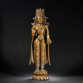 Chinese Ming Dynasty Alloy Bronze Buddha Standing Statue
