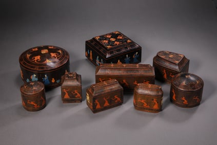 Chinese Han Dynasty wooden painted lid box