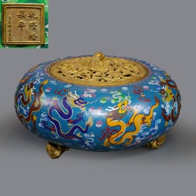 Chinese Qing Dynasty Qianlong period Cloisonné enamel dragon pattern incense burner
