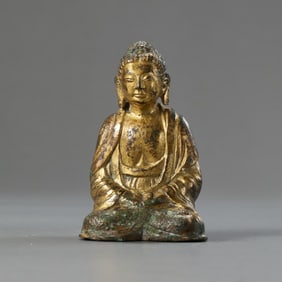 Chinese Liao Dynasty Gilt Bronze Seated Buddha